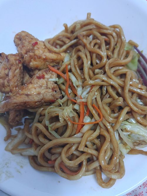 Vegetable chow mein and Szechuan tofu- yummy! at Ocean Restaurant in Winters