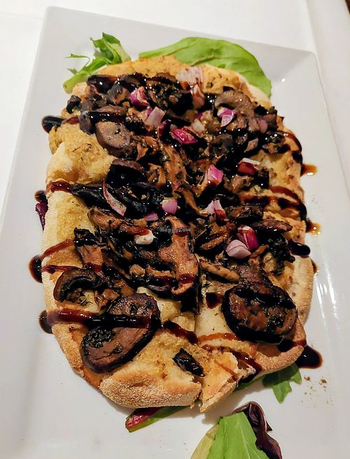 Mushroom flatbread with rosemary hummus & balsamic reduction at General Warren in Malvern
