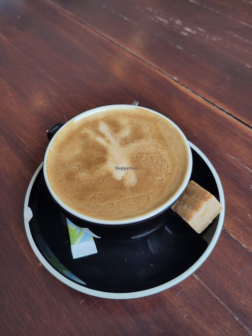 Flat White (the sweet probably isn't vegan, I didnt ask) at FEE Collective in Sittard