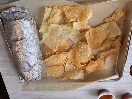 Vegan Tofu Burrito with no cheese  at Moe's Southwest Grill in Niagara Falls