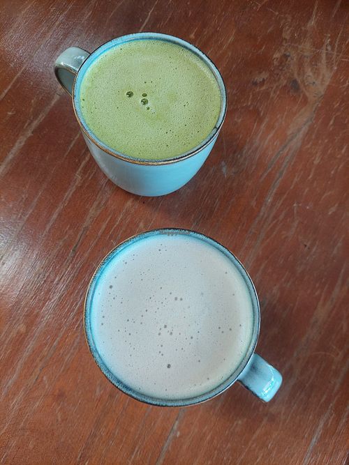 Matcha latte / chai latte 2500 Colones at Café Vivo in Uvita