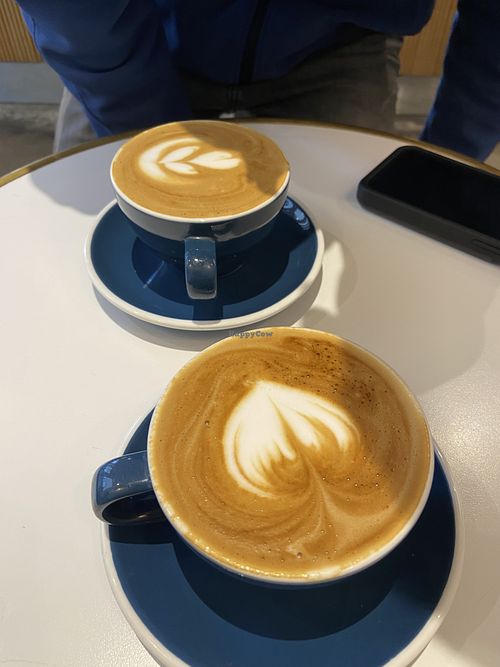 Cappuccinos with oat milk  at Ten Belles in Paris
