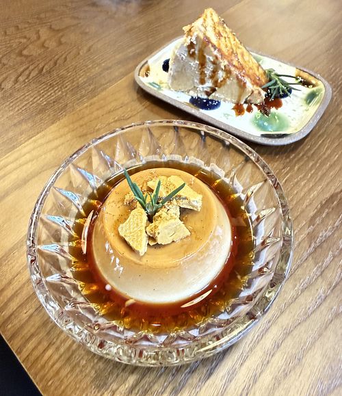 Flan and cheesecake   at Koneko Cafe in Taipei