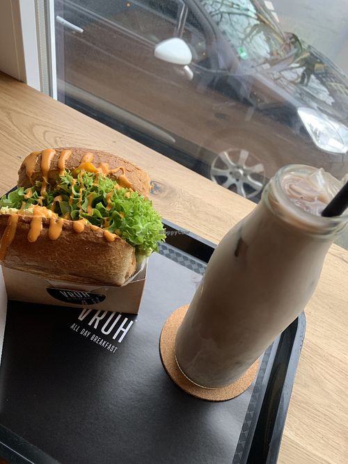 Iced chocolate and my sandwich😄  at VRÜH - All Day Breakfast - Kreuzstrasse in Dortmund