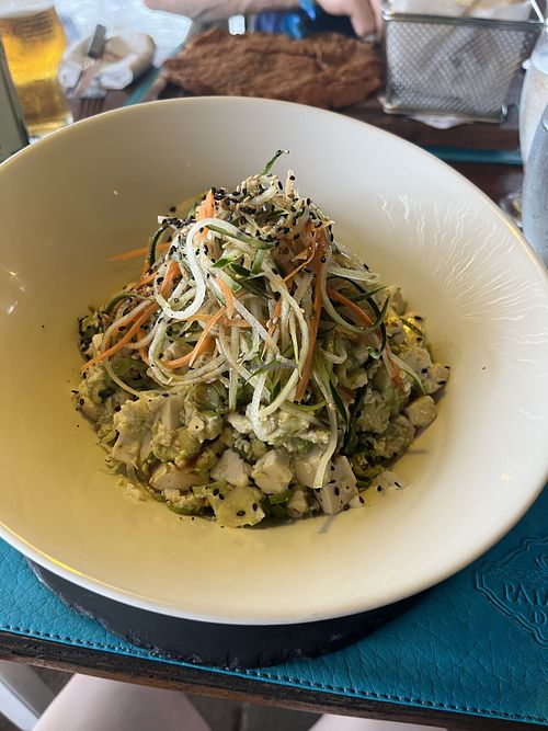 Veggie poke bowl with tofu and avocado   at Patagonia Del Mar in Brasilito