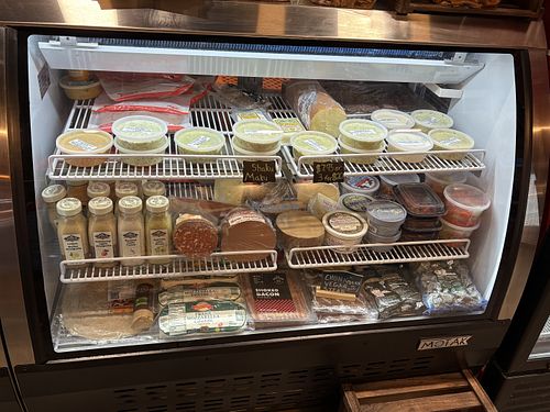Vegan deli case with hummuss  at Redlands Natural Market in Redlands