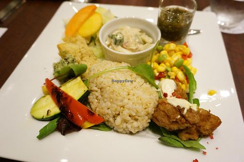 Dinner plate 2100yen, includes drink and dessert. at G and V in Tokyo