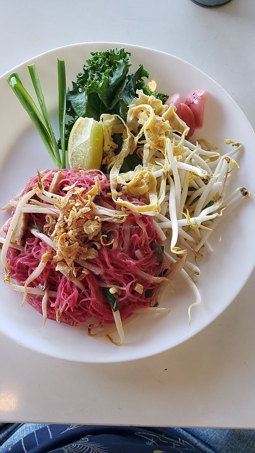 Beet Dyed Noodles at Satdha Plant Based Thai Kitchen in Santa Monica