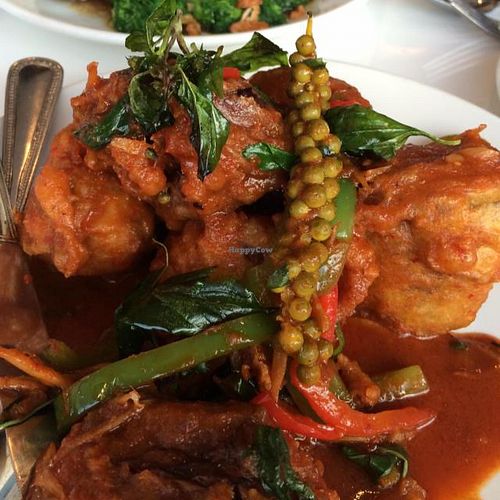 OUTSTANDING CATFISH EGGPLANT!  at Satdha Plant Based Thai Kitchen in Santa Monica