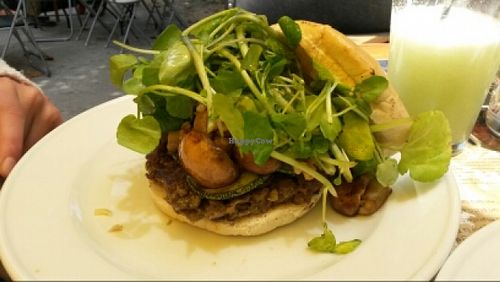 Burger with lentejas at A Mano Gin & Burgers in Vina Del Mar