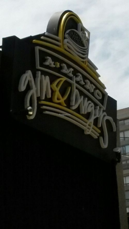 Sign at A Mano Gin & Burgers in Vina Del Mar