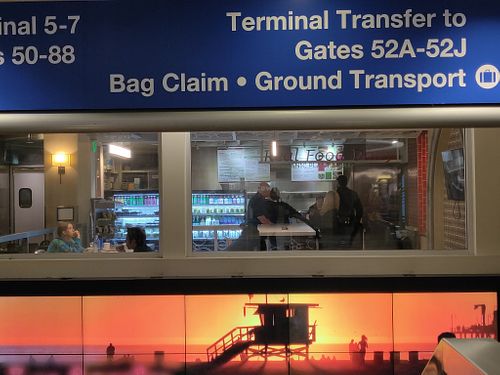 Through a window at LAX - Real Food Daily - T4 in Los Angeles