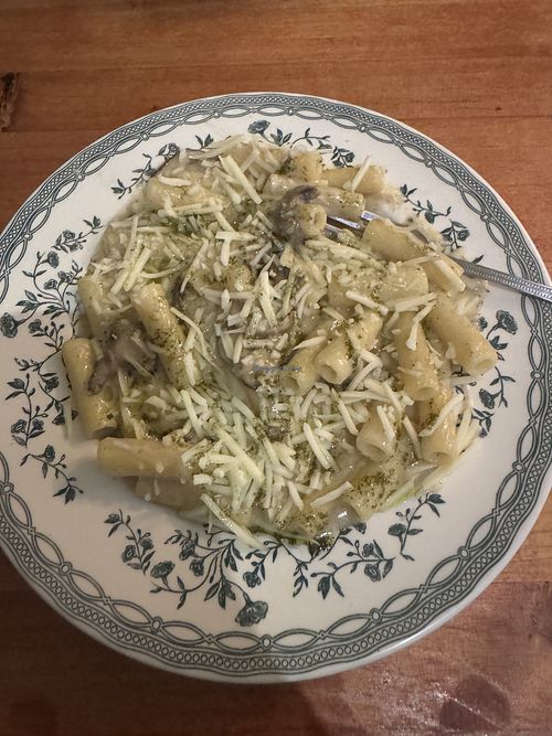 Creamy mushroom pasta  at Bodega Charlies in Sitges