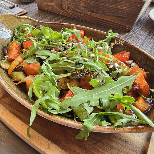 Kürbis vegan (ohne Käse-Gratin) at Café Knatter - Restaurant & Pension in Ueckeritz