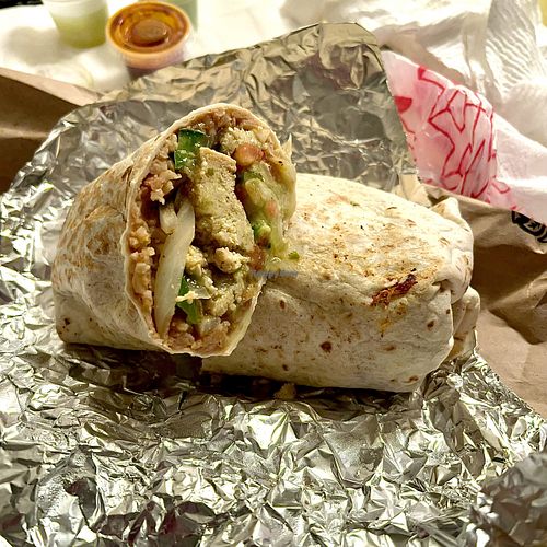 Vegan burrito with tofu, pico, and lettuce added.  at Crazy Burrito in Hudson