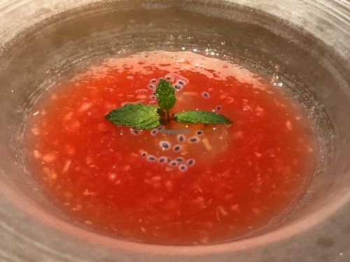 Watermelon soup for dessert  at Cantonese en Ken Takase in Tokyo