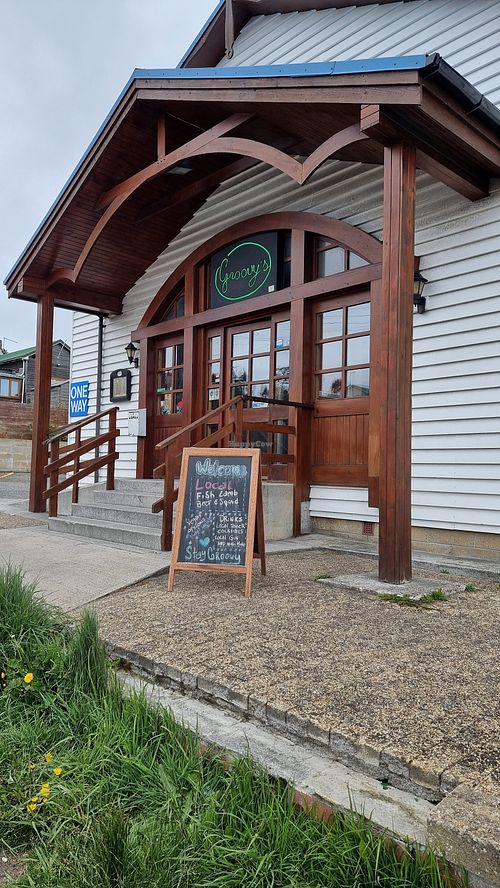 Restaurant from the outside at Groovy's in Falkland Islands