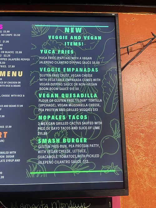 Menu  at Tia's Tacos in Daytona Beach