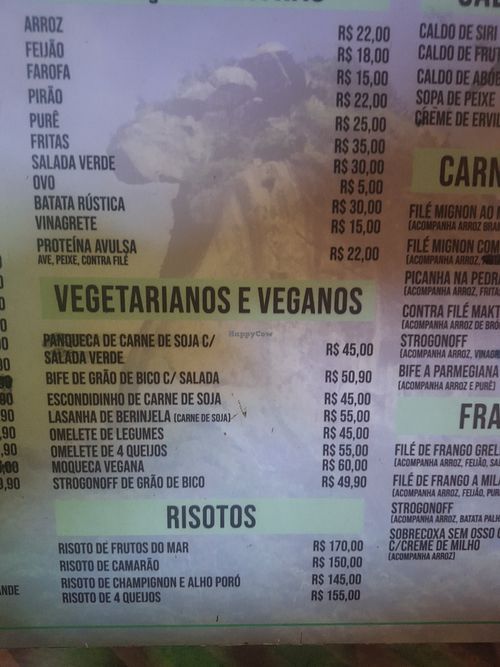 Vegan menu at Maktub in Angra Dos Reis