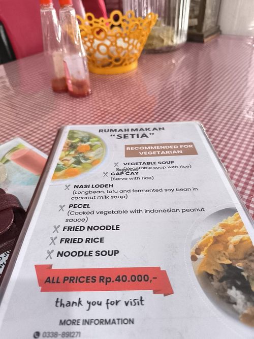 Menu at RM Setia in Kalianget