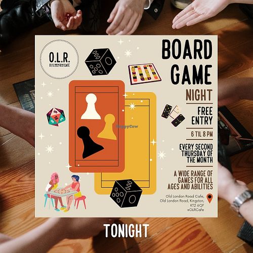 As well as card and board games available every day, they've a board game night at Old London Road Cafe in Kingston Upon Thames