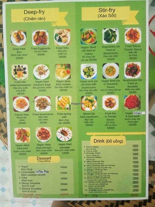 Menu at Yen Ninh in Dien Bien Phu