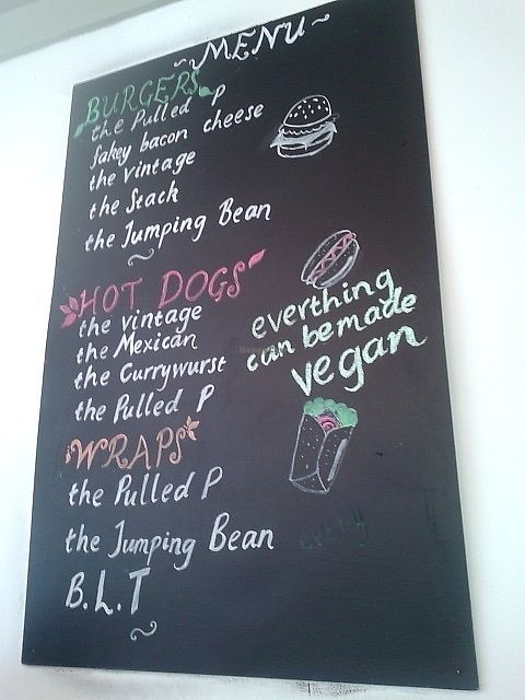 Menu board at Jumping Bean in Durham