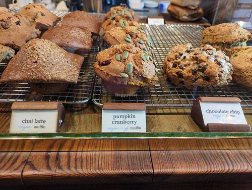Many vegan options. Also a pb&j bar, a pumpkin bread and a pb cookie at Think Coffee - W 30th St in New York City