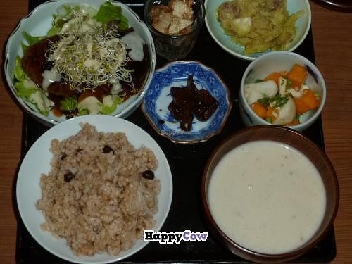 Brown rice set at Organic House Salute in Kyoto