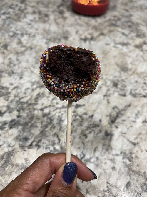 Inside the cake pop  at Bombay Food Junkies in St Louis