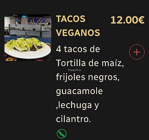 Vegan tacos missing from vegan section at A Catriña  in A Coruna