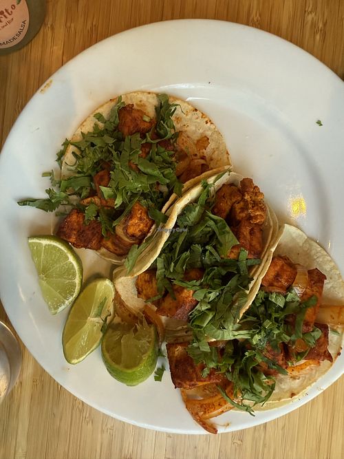 Vegan tofu Al pastor taco  at El Cantarito in Portland