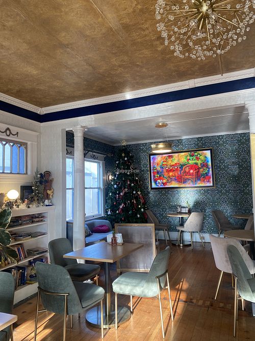 Cute Holiday Decor - Interior. Cozy.  at The Queen Bean Coffee & Social House in Modesto