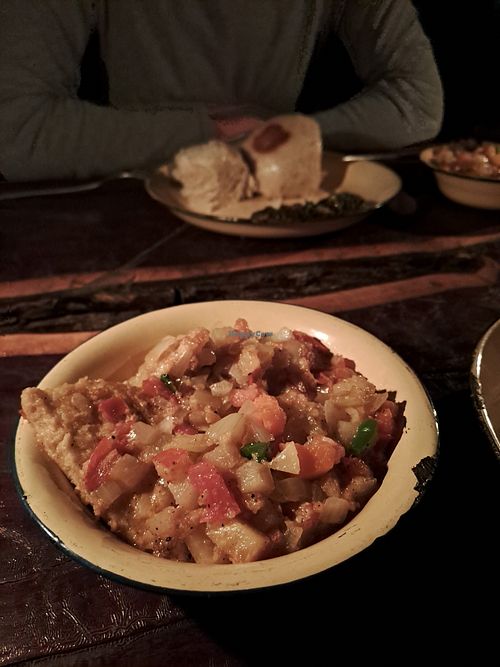 Vegan chicken stew at Planet Culture Café in Maun