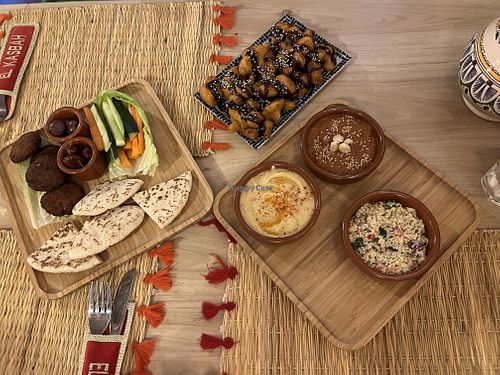 Vegan Mezze platter, kasballs and bbq cauliflower   at El Kasbah in 
