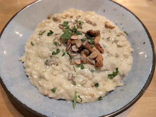 Vegan option and gluten free mushroom risotto at Roka   in Rovaniemi