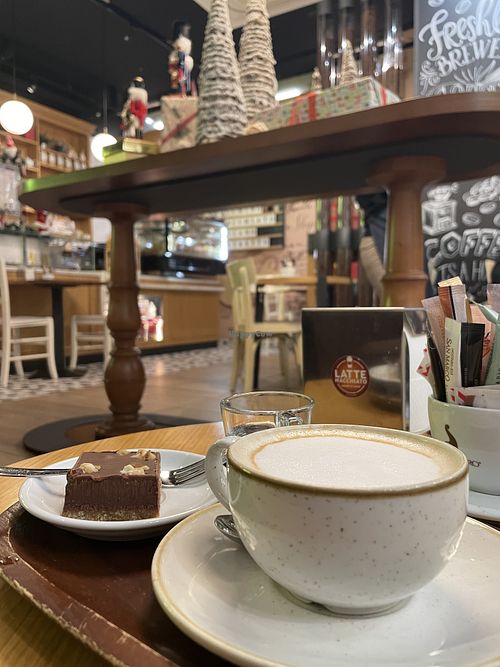 Accompagnato ad un cappuccino al latte di mandola   at Latte Macchiato Bakery & Caffe in Lugano