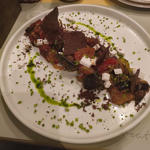 Ratatouille with vegan feta cheese at Thes "Greek Creative Cuisine" in Athens