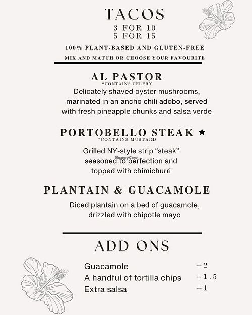 Menu on their Instagram March 2025 at Tacos Caseros in South West London