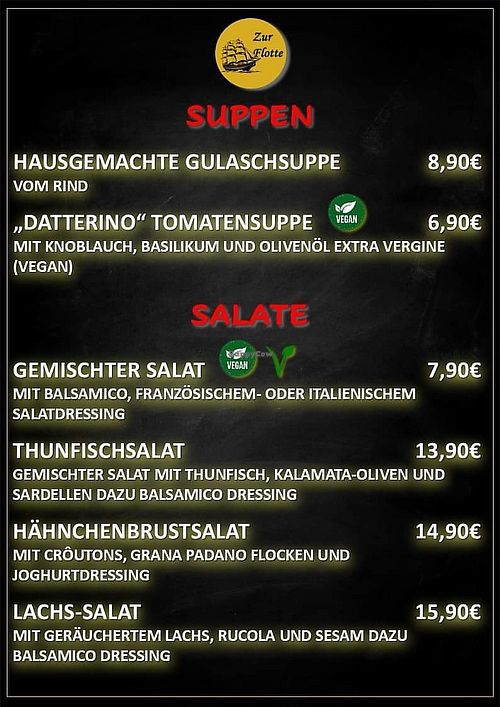 Suppen, Salate at Gaststätte Zur Flotte in Oberhausen