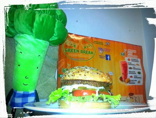 vegan burger!!! at Green Break Vegan Restaurant in San Sebastian