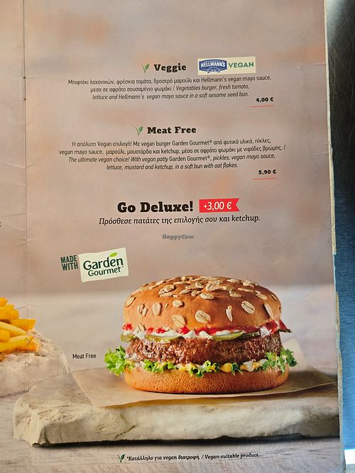 Vegan page of menu. at Goody's Burger House in Chios