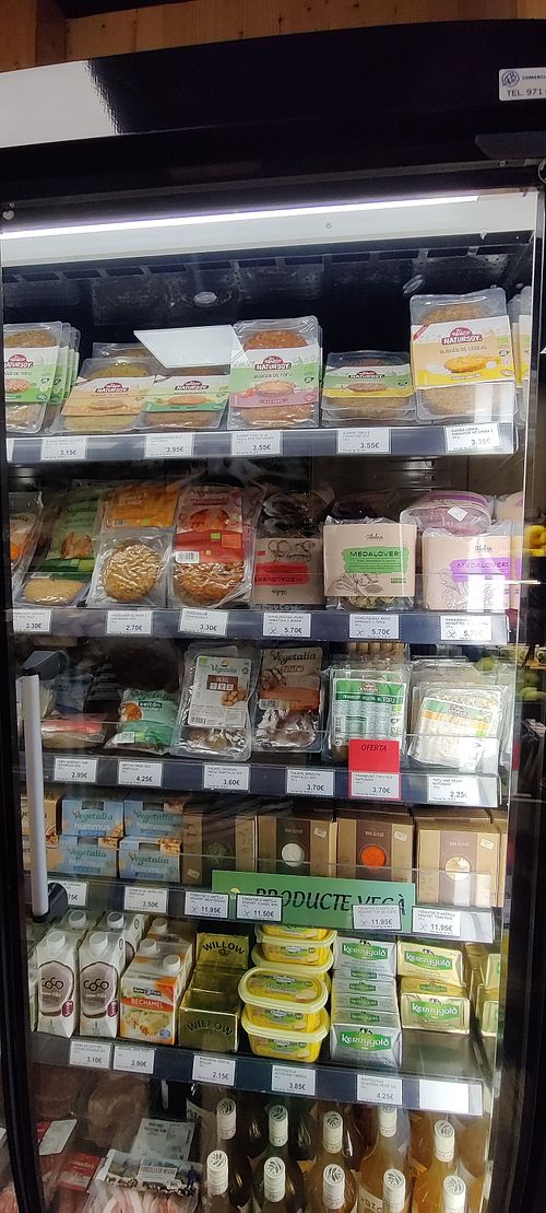 We took the chickpea pattie and an almond cheese. at Agromart - Sóller in Mallorca