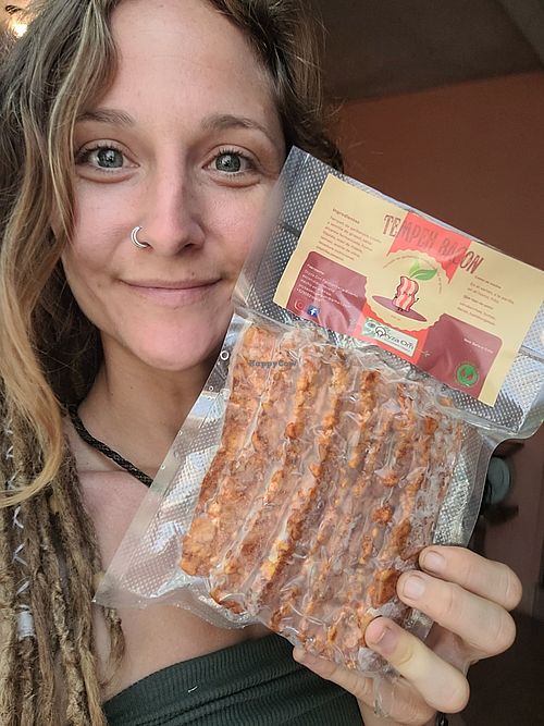 Tempeh bacon yummy ! at Oryza Om Tempeh in Brisas De Zicatela