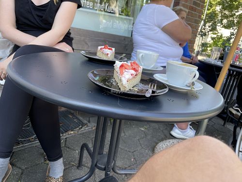 The cream cake has different fruits depending on the season   at Glücksburg in Bochum