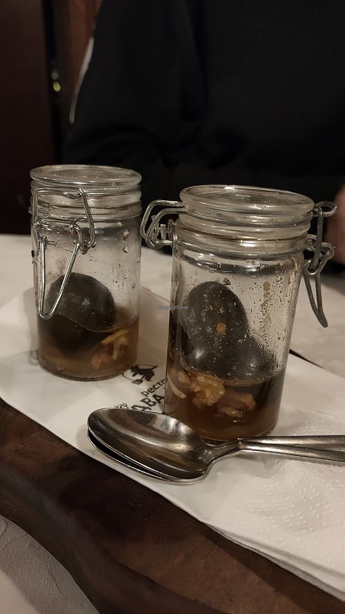 Figs with ginger (delicious but preserved in honey?) at Dva Elena Restaurant in Skopje