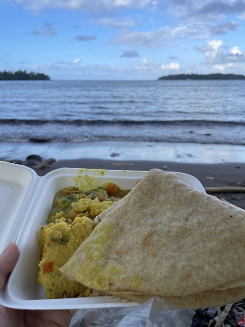 Roti, curries, sea😋  at Mis Dixon in Port Antonio