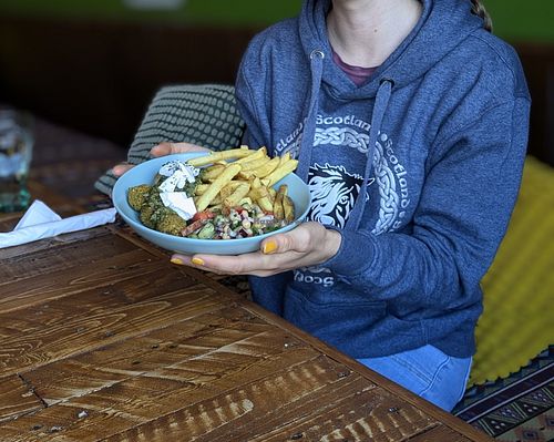 The Argentinian Meatball special with half meaty meatballs, half vegan meatballs & vegan feta! at The Meatball Shack in Shrewsbury