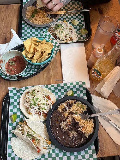 Veggie tacos with fried beans and ricee at Nomada Tacos  in Pembroke