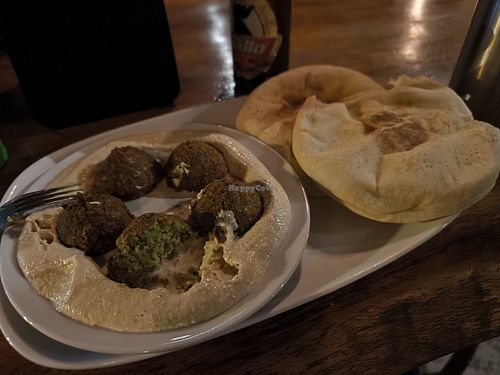 I had the hummus bowl with falafel and homemade pita breads. It was really filling and tasty. at Greengo's Hotel in Semuc Champey